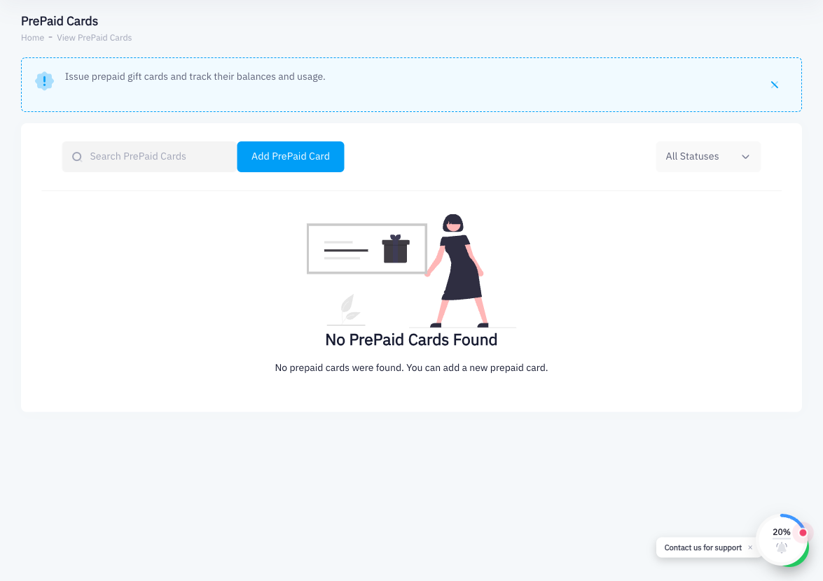 Gift cards list