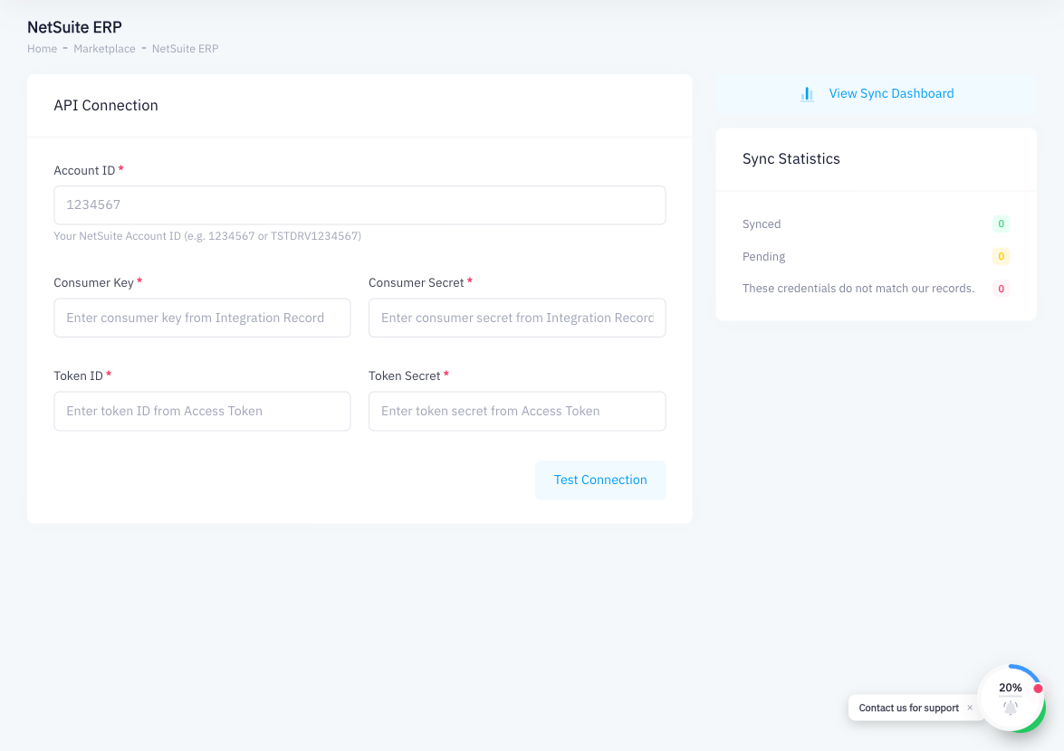 NetSuite integration configuration