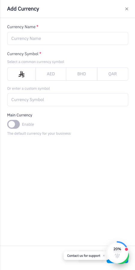 Add currency drawer